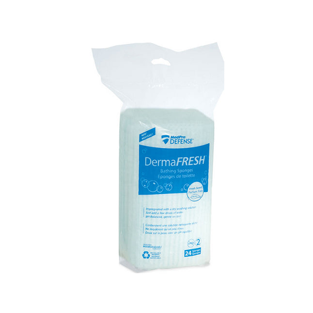 MedPro Defense® DermaFRESH Washing Sponge, Pre-Soaped - 100 Bags of 24