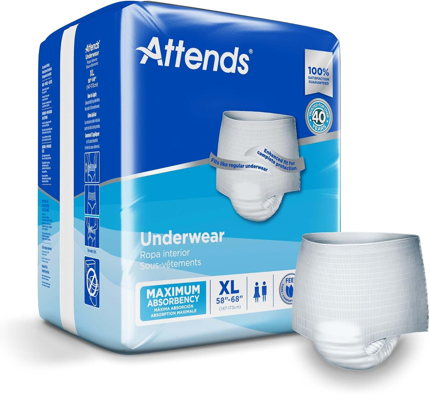 UNDERWEAR ATTENDS X-LARGE ABSORB 58 - 68IN CA/4 X 14 APV40 - ActivKare