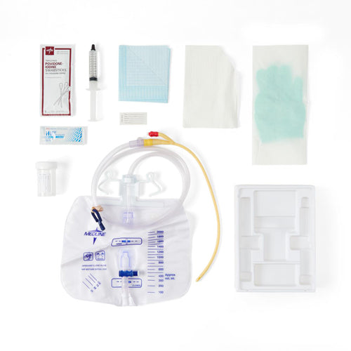 Foley Tray with Lubricated Catheter, Urine Meter, 18FR, 2000mL Collection Bag - Case of 10