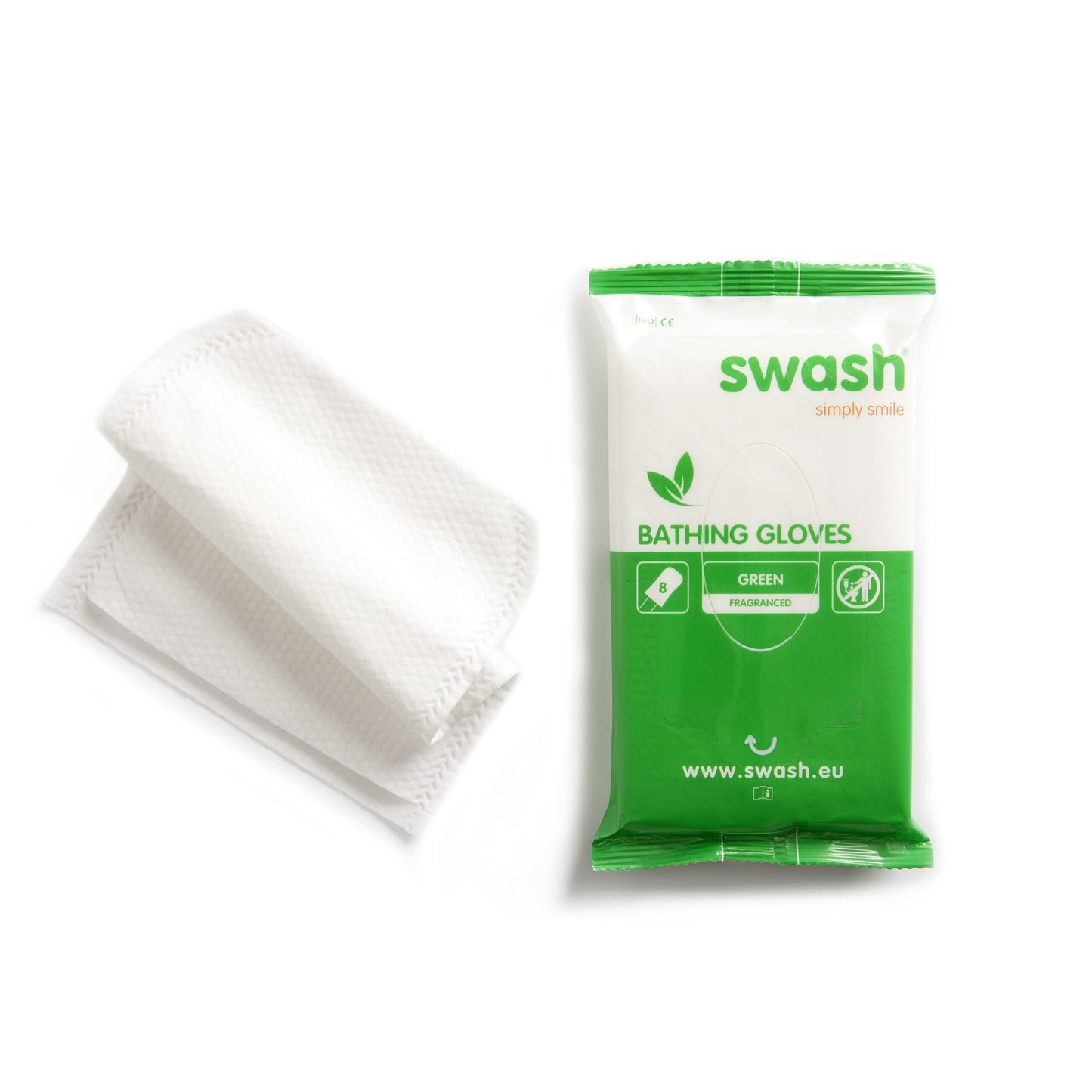 Swash® Bath Wipes-Green - 44 Packs of 8