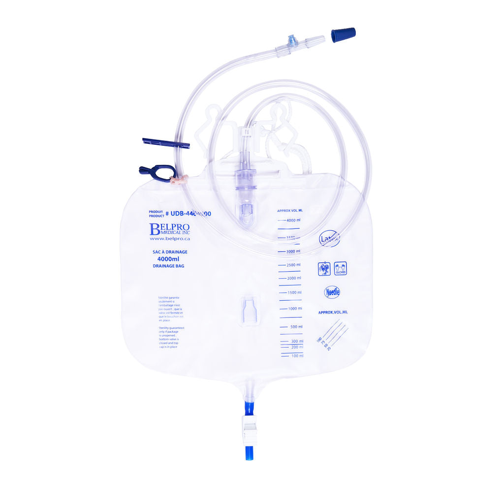 Belpro Urinary Drainage Bag 4000mL BelPro 59in Tube without Anti-Splash - Case of 20
