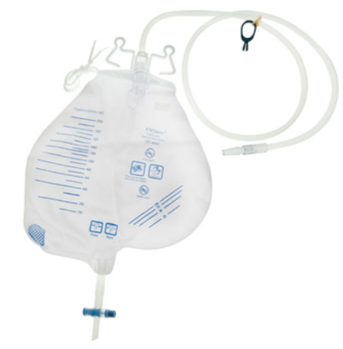 AMSure Urinary Drainage Bag, 2000mL, Anti-Reflux Chamber, Sampling Port, Double-Hook Hanger - Case of 20