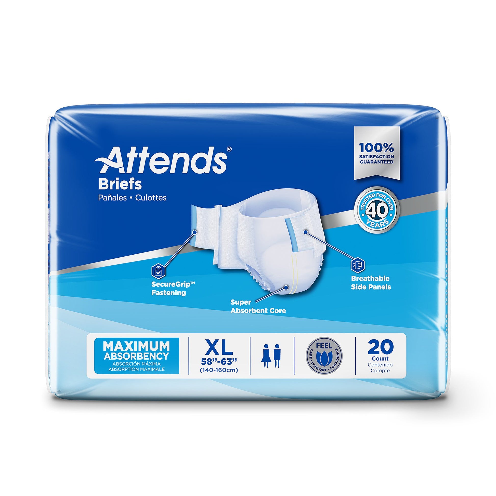 BRIEFS ATTENDS DERMADRY ADVANCE X-LARGE 58-63IN CA/3 X 20 DDA40 - ActivKare