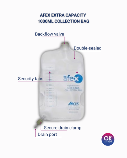 AFEX 1000 mL Extra Capacity Direct Connect Bag - ActivKare