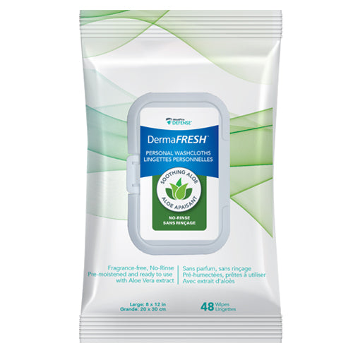 DermaFRESH™ Disposable Personal Washcloths - 6 Packs of 48