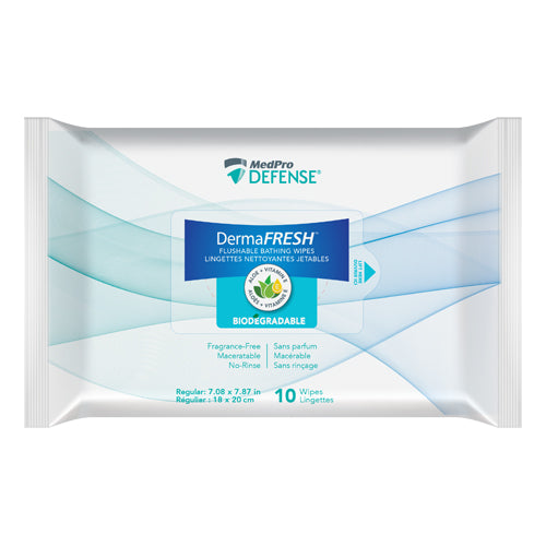 DermaFRESH™ Flushable Bathing and Cleansing Wipes - 20 Packs of 10