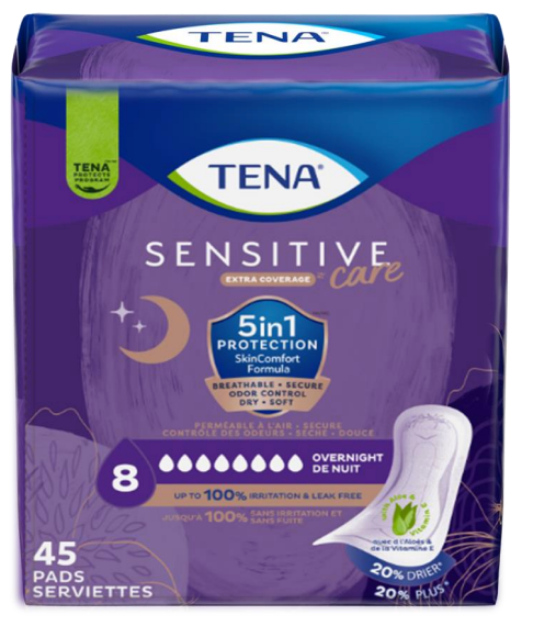 TENA Sensitive Care Extra Coverage Overnight Pads